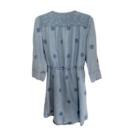Anthropologie Holding Horses Chambray Riley Plumage Embroidered Dress Small - Picture 3 of 6